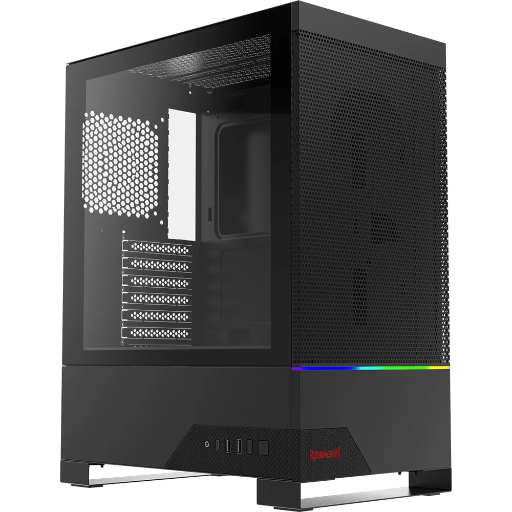 Gabinete Gamer Redragon Carbon, RGB, Mid Tower, ATX, Lateral em Vidro Temperado, Preto