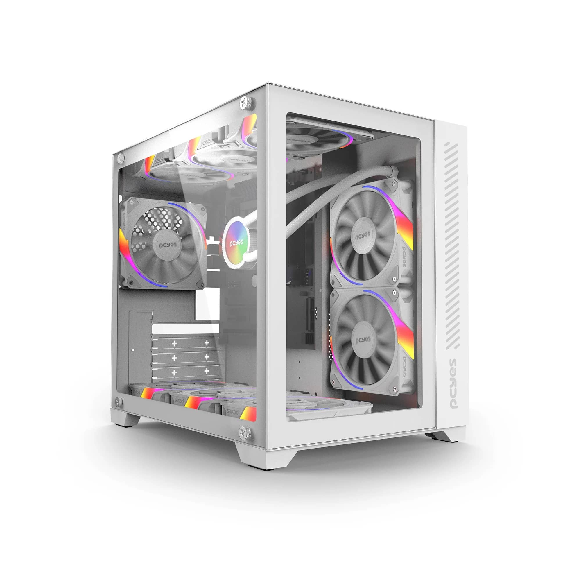 Gabinete PCYes, Forcefield, White Ghost, Mid Tower, Lateral & Frontal em Vidro, S/ Fans, Branco, GFFWGP