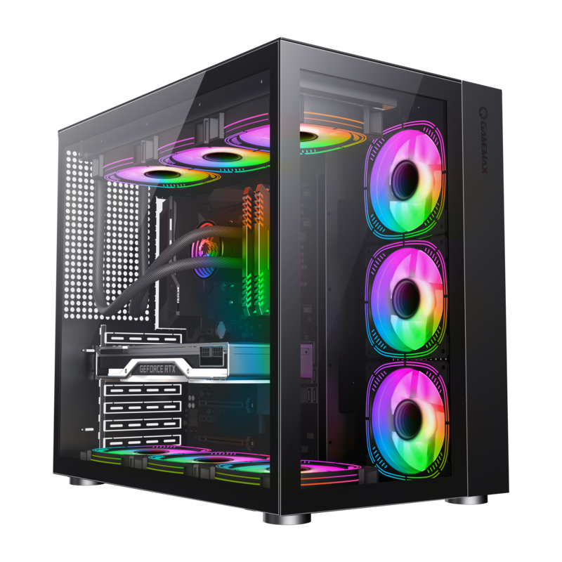 Gabinete Gamer Gamemax Lucent, Mid-Tower, Vidro Temperado Frontal e Lateral, Suporte ARGB, ATX, Preto - Sem Fonte