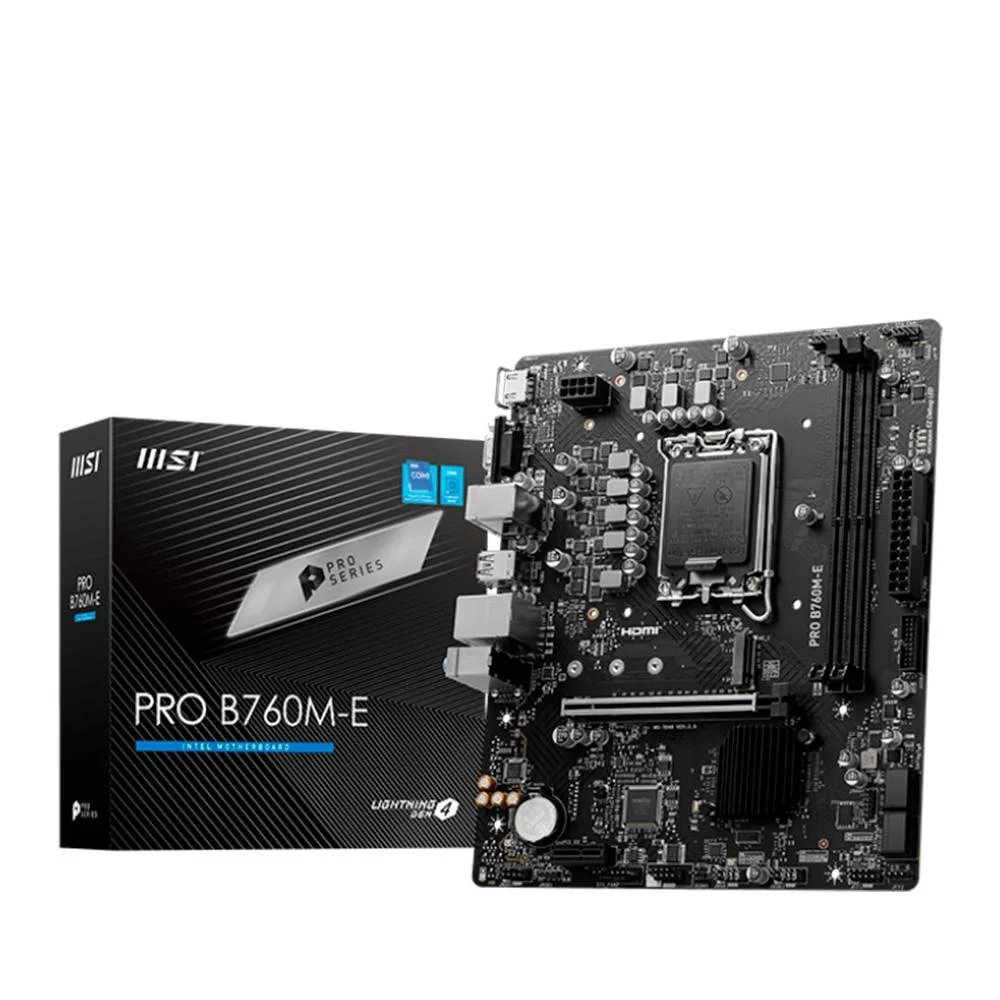Placa-Mãe MSI Pro B760M-E, Intel LGA 1700, M-ATX, DDR4, Preto