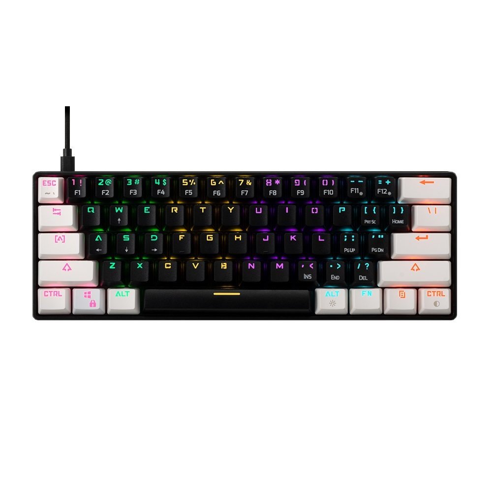 Teclado Gamdias Mecânico Aura GK2 Switch Brown ABNT2 RGB Preto e Branco