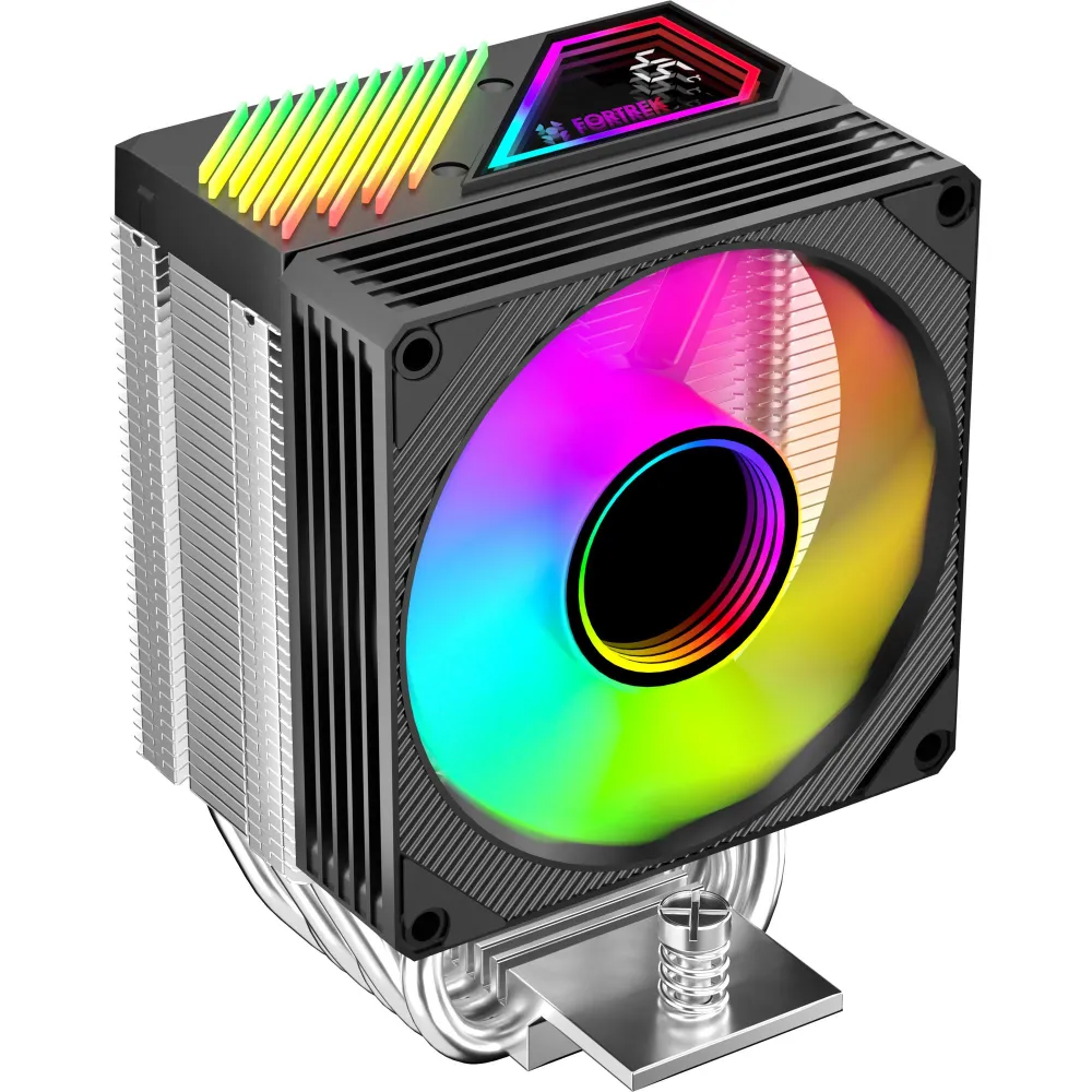 Cooler para Processador Fotrek, AC15, Intel/AMD, RGB, C/ Medidor de Temperatura, TDP 150w, Preto - 86937