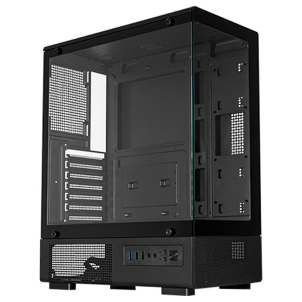 Gabinete Gamer K-Mex Aquário Medusa CG-C200, Micro-ATX, Vidro Temperado Frontal e Lateral, Sem Fan, Preto - Sem Fonte