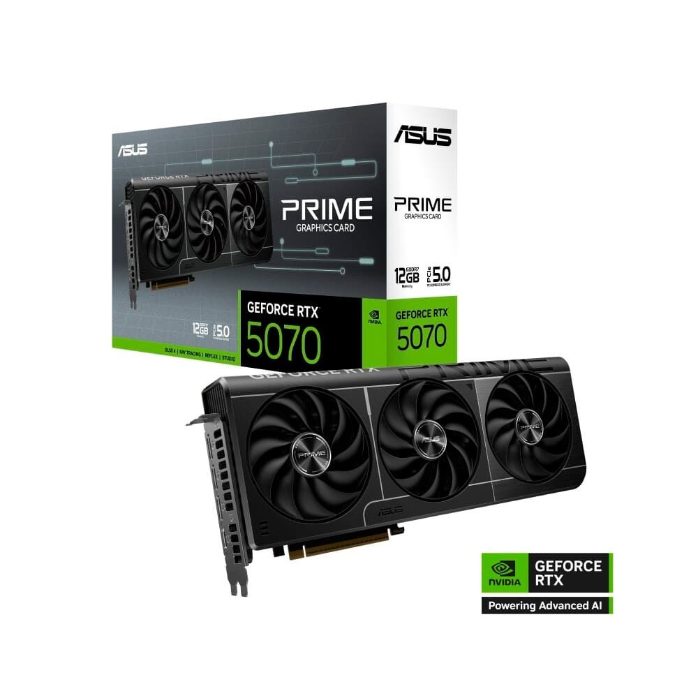Placa de Video Asus PRIME, RTX 5070, 12GB, GDDR7, 192 BIts, Triple Fan, NVIDIA - 90YV0M11-M0NA00