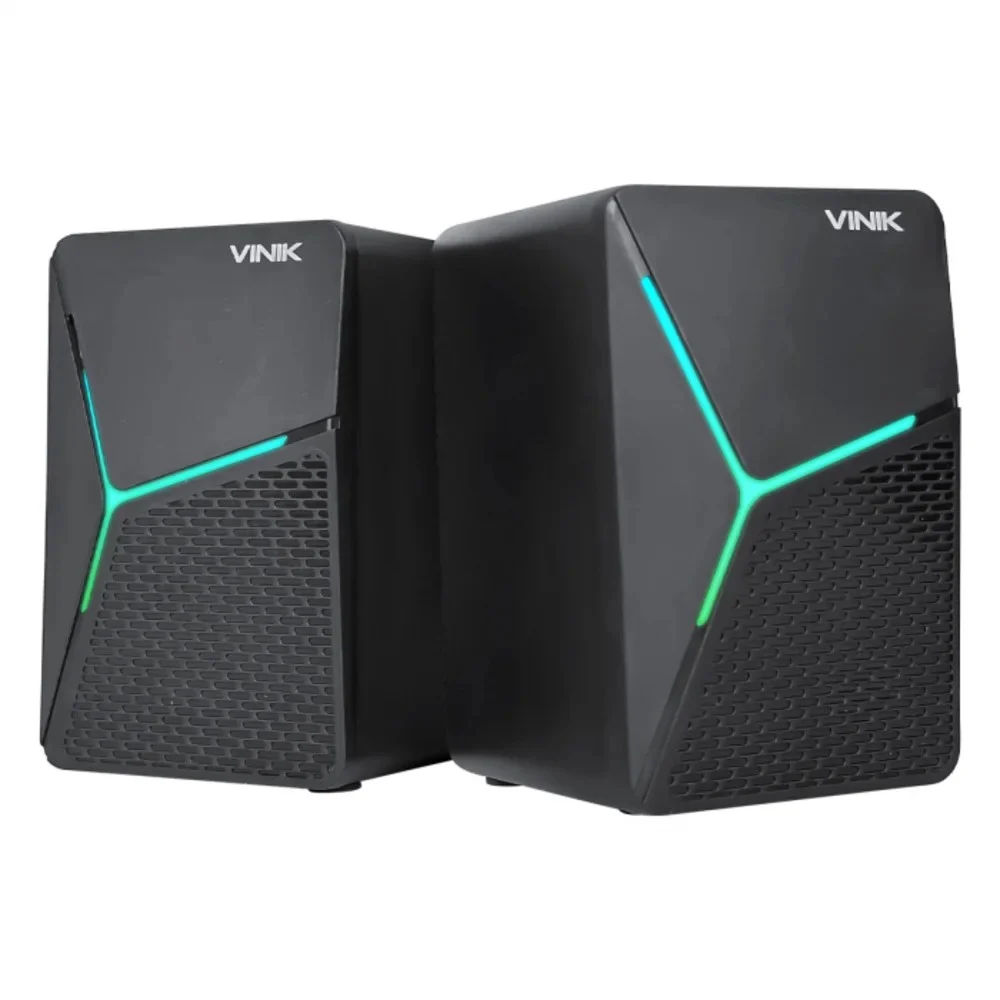 Caixa de Som Gamer Vinik Star 2.0, 6W RMS, LED Rainbow, P2 e USB, Preto