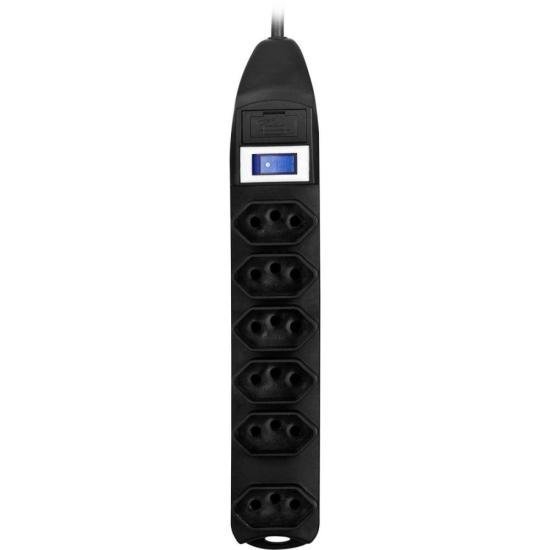 Filtro de Linha Fortrek, 6 Tomadas, 2P+T, Preto, PST-101