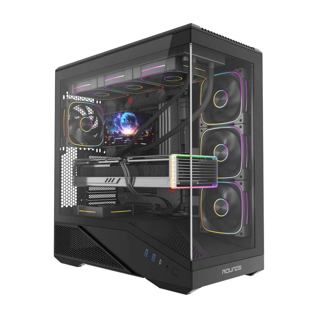 Gabinete Gamer Round5 IceBox, C/ 4 Fans, ARGB, Mid Tower, Preto, R5-ICEBOX-B-2252