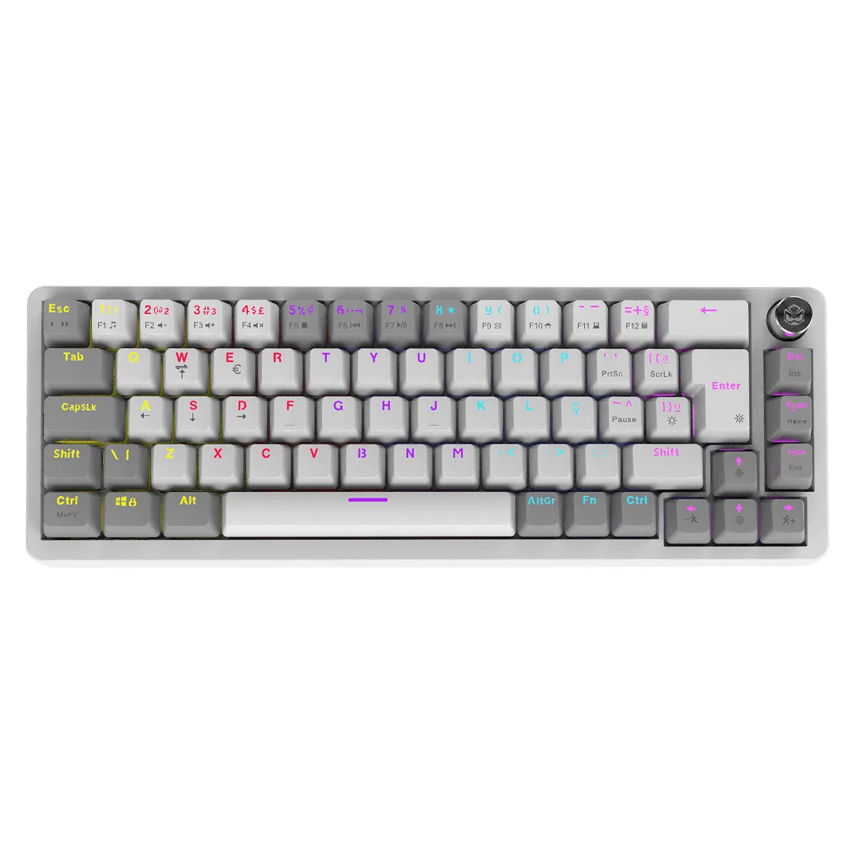 Teclado PCYes Mecka White Ghost, Mecanico, Switch Blue (Azul), LED Raibow, 65%, USB, Branco - TPMKWGBL